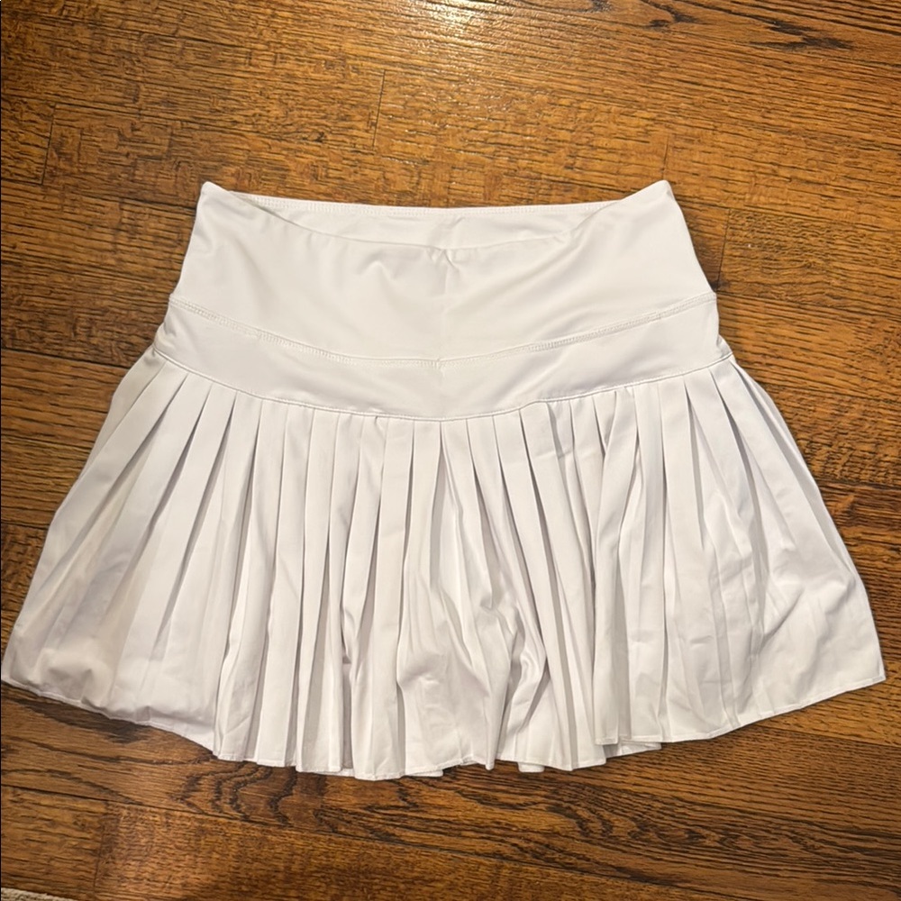 White Pleated Skater Mini Skirt